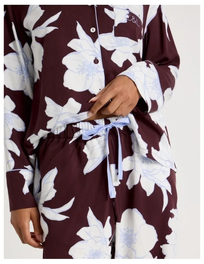 Chloe & Lola C&L Serene Viscose L/S PJ Set SCLW26489FF in Burnt Fig Floral Print