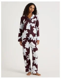 Chloe & Lola C&L Serene Viscose L/S PJ Set SCLW26489FF in Burnt Fig Floral Print