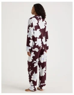Chloe & Lola C&L Serene Viscose L/S PJ Set SCLW26489FF in Burnt Fig Floral Print