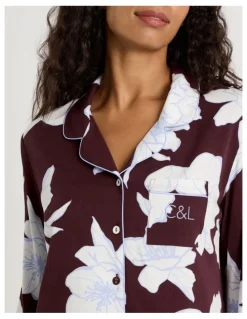 Chloe & Lola C&L Serene Viscose L/S PJ Set SCLW26489FF in Burnt Fig Floral Print