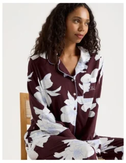 Chloe & Lola C&L Serene Viscose L/S PJ Set SCLW26489FF in Burnt Fig Floral Print