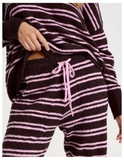 Chloe & Lola Cosy Boucle Cuffed Pant in Burnt Stripe