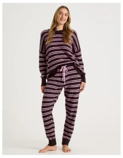 Chloe & Lola Cosy Boucle Cuffed Pant in Burnt Stripe
