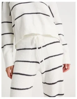 Chloe & Lola Cosy Boucle Straight Leg Pant in Ivory Y/D Stripe