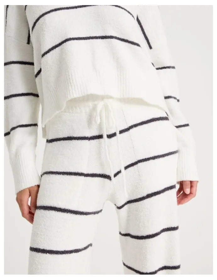 Chloe & Lola Cosy Boucle Straight Leg Pant in Ivory Y/D Stripe