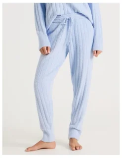 Chloe & Lola Cosy Boucle Wide Rib Cuffed Pant in Soft Blue