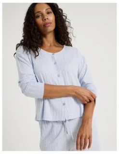 Chloe & Lola Cosy Rib Crew Long Sleeve Top in Soft Blue
