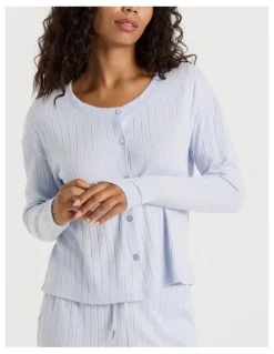 Chloe & Lola Cosy Rib Crew Long Sleeve Top in Soft Blue