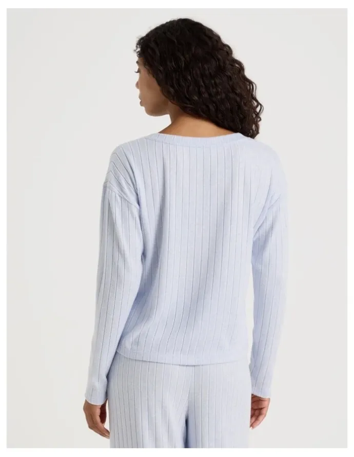 Chloe & Lola Cosy Rib Crew Long Sleeve Top in Soft Blue