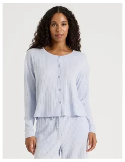 Chloe & Lola Cosy Rib Crew Long Sleeve Top in Soft Blue