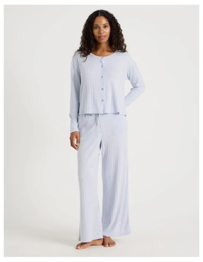 Chloe & Lola Cosy Rib Crew Long Sleeve Top in Soft Blue