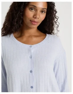 Chloe & Lola Cosy Rib Crew Long Sleeve Top in Soft Blue