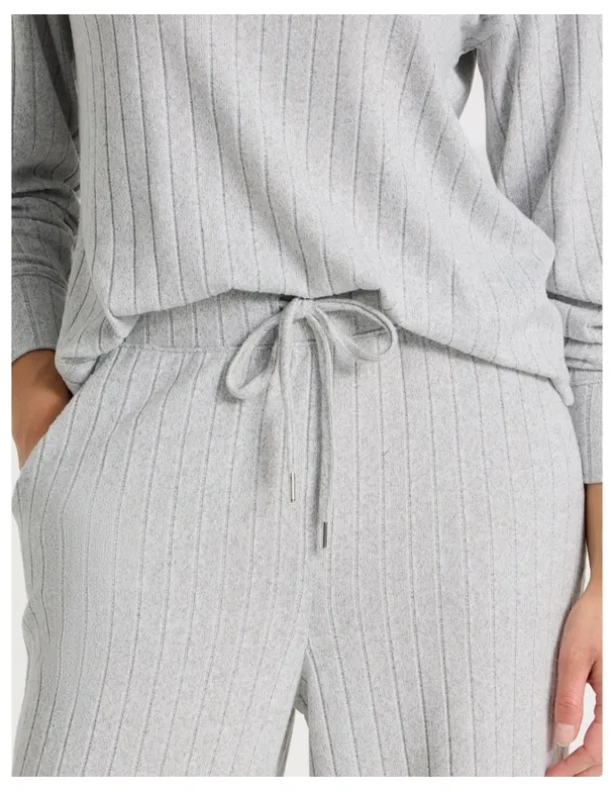 Chloe & Lola Cosy Rib Wide Leg Pant in Grey Marle