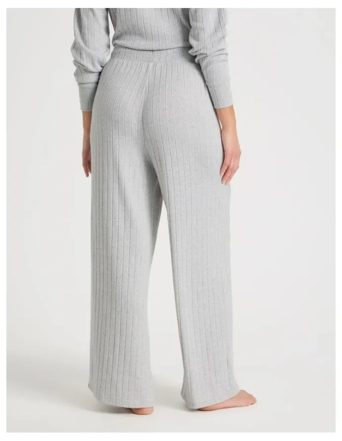 Chloe & Lola Cosy Rib Wide Leg Pant in Grey Marle