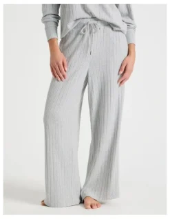 Chloe & Lola Cosy Rib Wide Leg Pant in Grey Marle