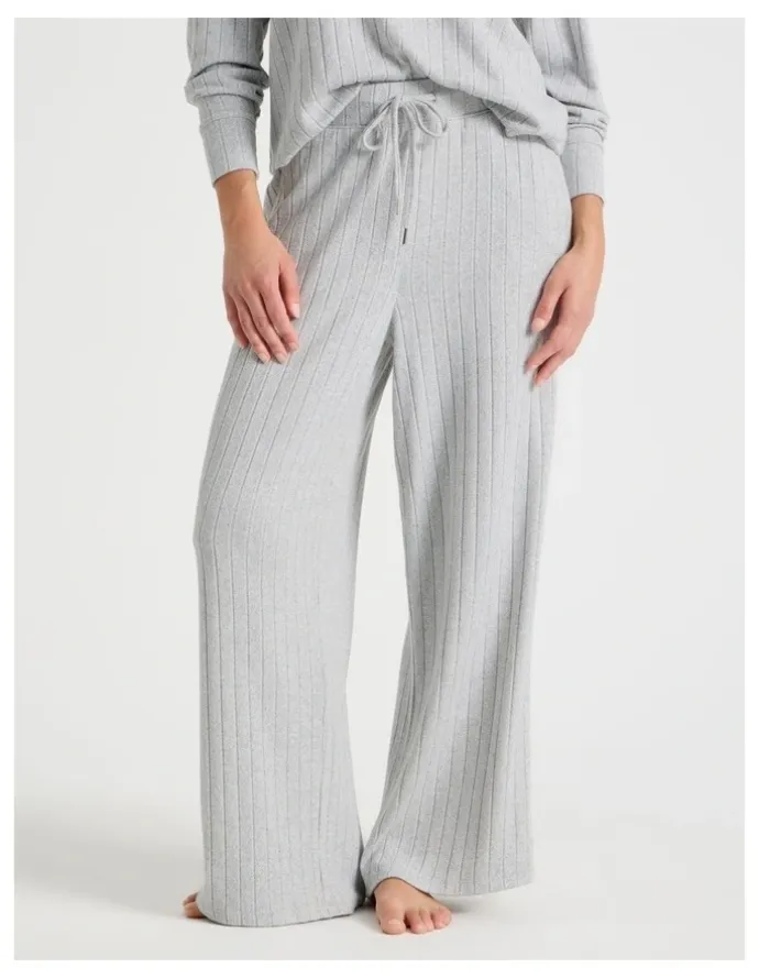 Chloe & Lola Cosy Rib Wide Leg Pant in Grey Marle