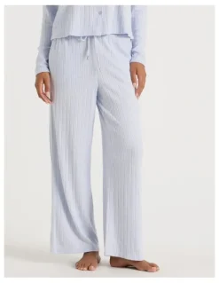 Chloe & Lola Cosy Rib Wide Leg Pant in Soft Blue