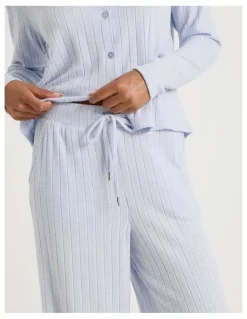Chloe & Lola Cosy Rib Wide Leg Pant in Soft Blue