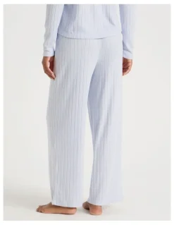 Chloe & Lola Cosy Rib Wide Leg Pant in Soft Blue