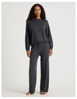 Chloe & Lola Cosy Scallop Edge Knit Long Sleeve Top in Charcoal Marle