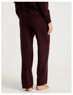 Chloe & Lola Cosy Scallop Edge Knit Wide Leg Pant in Burnt Fudge Marle