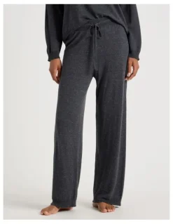Chloe & Lola Cosy Scallop Edge Knit Wide Leg Pant in Charcoal Marle