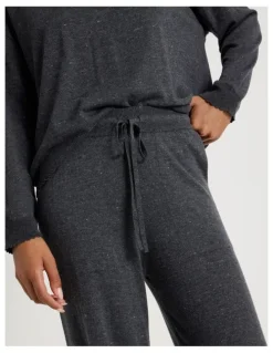 Chloe & Lola Cosy Scallop Edge Knit Wide Leg Pant in Charcoal Marle