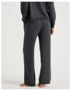 Chloe & Lola Cosy Scallop Edge Knit Wide Leg Pant in Charcoal Marle