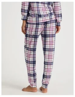 Chloe & Lola Cosy Supersoft Cuffed Pant in White Cabin Check Print