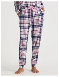 Chloe & Lola Cosy Supersoft Cuffed Pant in White Cabin Check Print