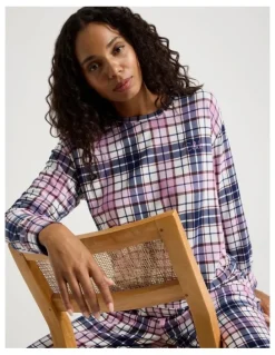 Chloe & Lola Cosy Supersoft Long Sleeve Top in White Cabin Check Print