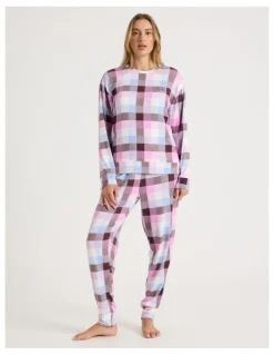Chloe & Lola Cosy Supersoft Long Sleeve Top in Pink Check Print