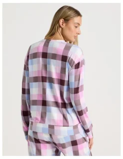 Chloe & Lola Cosy Supersoft Long Sleeve Top in Pink Check Print