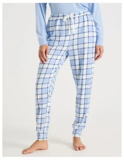 Chloe & Lola Cosy Supersoft Cuffed Pant in Soft Blue Check