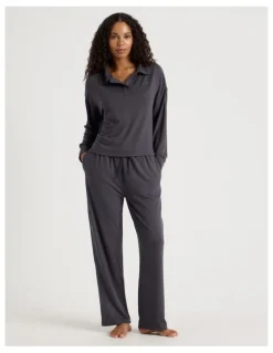 Chloe & Lola Cosy Supersoft Wide Leg Pant in Charcoal