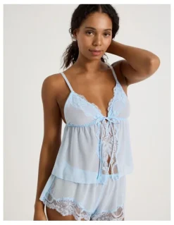 Chloe & Lola Delicate Lace Camisole in Sky Blue