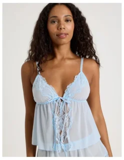 Chloe & Lola Delicate Lace Camisole in Sky Blue
