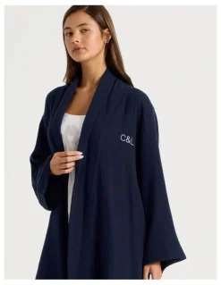 Chloe & Lola Divine Cheesecloth Robe in Navy