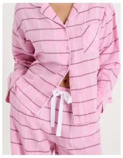 Chloe & Lola Divine Cheesecloth Long Sleeve Long PJ Set in Pink Check Print