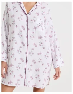 Chloe & Lola Divine Cheesecloth Oversized Night Shirt in Embroidered Floral Print