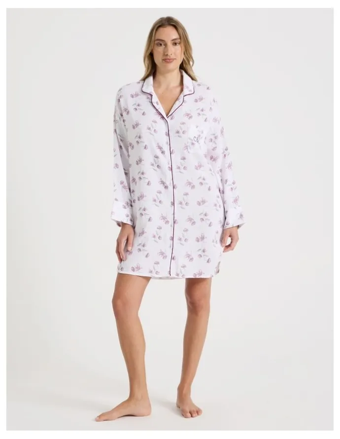 Chloe & Lola Divine Cheesecloth Oversized Night Shirt in Embroidered Floral Print