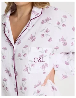 Chloe & Lola Divine Cheesecloth Oversized Night Shirt in Embroidered Floral Print