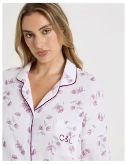 Chloe & Lola Divine Cheesecloth Oversized Night Shirt in Embroidered Floral Print
