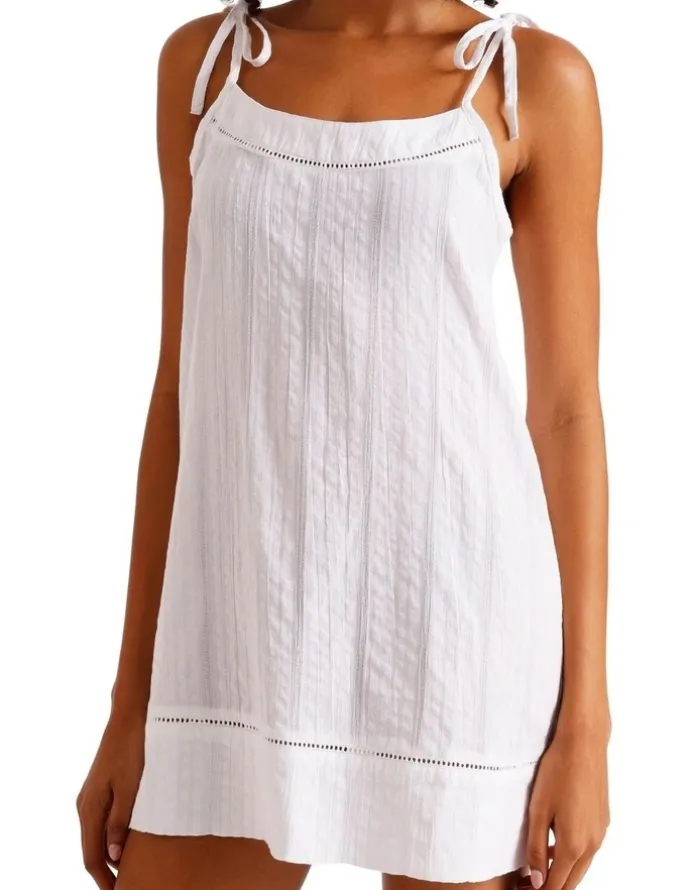 Chloe & Lola Divine Seersucker Tie Chemise in White