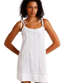Chloe & Lola Divine Seersucker Tie Chemise in White