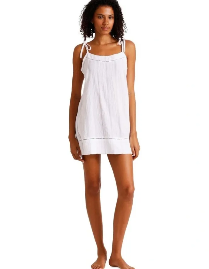 Chloe & Lola Divine Seersucker Tie Chemise in White