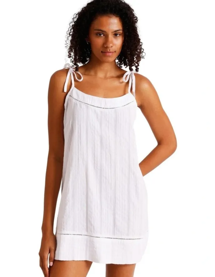 Chloe & Lola Divine Seersucker Tie Chemise in White
