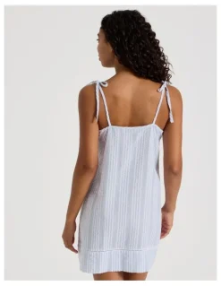 Chloe & Lola Divine Seersucker Tie Chemise in Blue Stripe