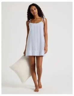 Chloe & Lola Divine Seersucker Tie Chemise in Blue Stripe