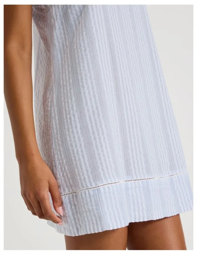 Chloe & Lola Divine Seersucker Tie Chemise in Blue Stripe